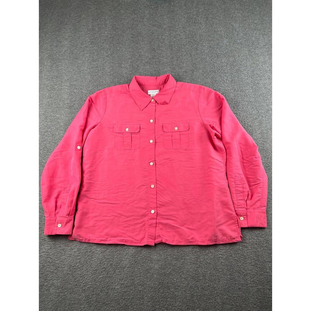 Liz Claiborne Women's Long Sleeve Button-Up Blouse in‎ Pink Size Large